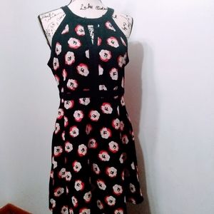 Elle Dress Dark Blue with Pink and Red  flowers